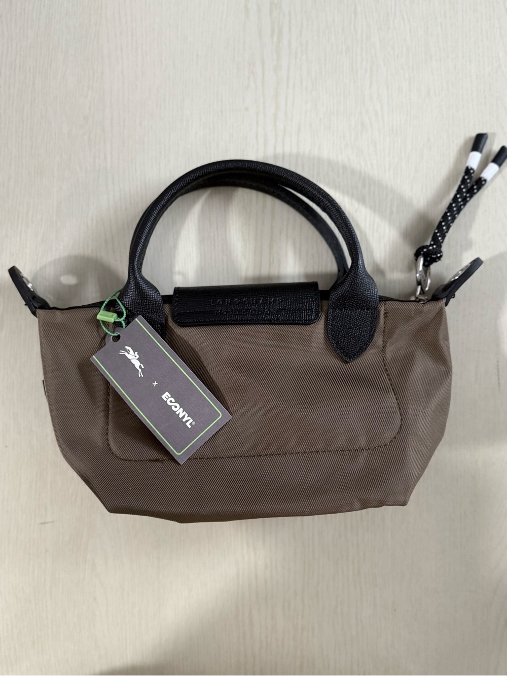 Longchamp Mini Tote in Brown with Black Trim - Picture 2 of 6
